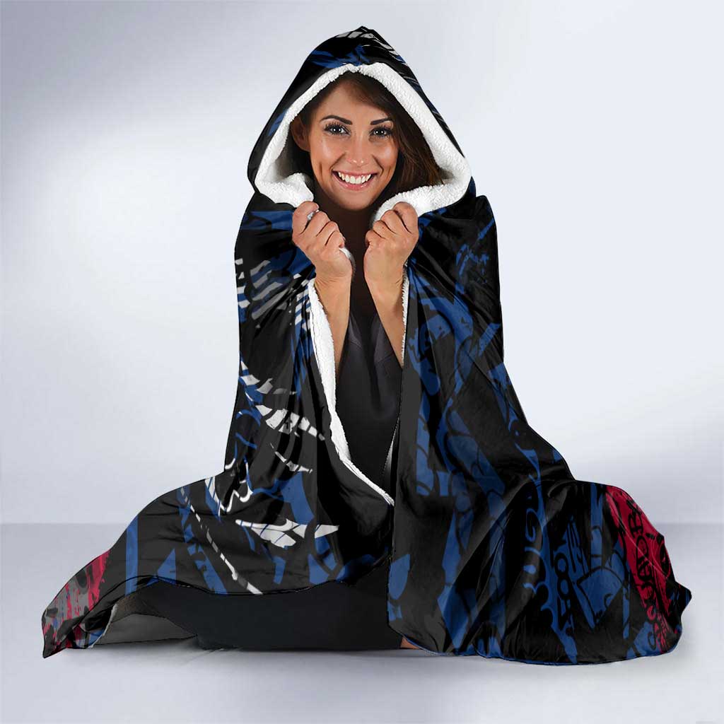 Western Bulldogs Hooded Blanket Urban Graffiti Street Art - Bold Abstract Spray Paint