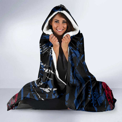 Western Bulldogs Hooded Blanket Urban Graffiti Street Art - Bold Abstract Spray Paint