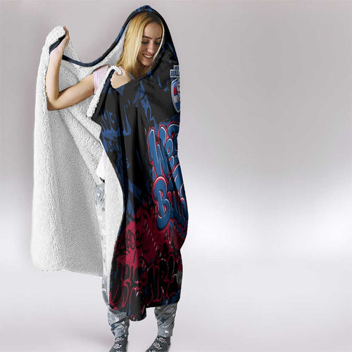 Western Bulldogs Hooded Blanket Urban Graffiti Street Art - Bold Abstract Spray Paint
