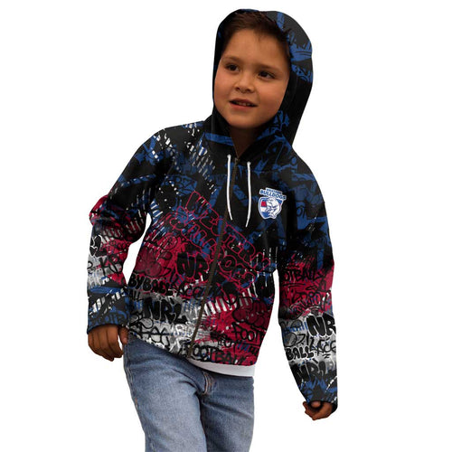 Western Bulldogs Kid Hoodie Urban Graffiti Street Art - Bold Abstract Spray Paint