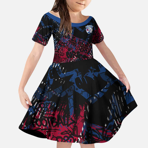 Western Bulldogs Kid Short Sleeve Dress Urban Graffiti Street Art - Bold Abstract Spray Paint