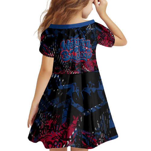 Western Bulldogs Kid Short Sleeve Dress Urban Graffiti Street Art - Bold Abstract Spray Paint