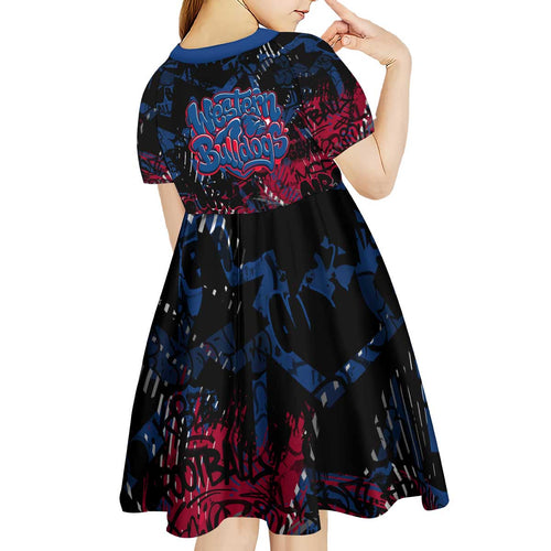 Western Bulldogs Kid Short Sleeve Dress Urban Graffiti Street Art - Bold Abstract Spray Paint