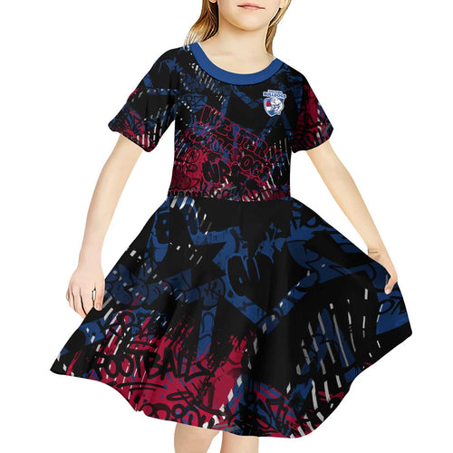 Western Bulldogs Kid Short Sleeve Dress Urban Graffiti Street Art - Bold Abstract Spray Paint
