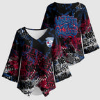 Western Bulldogs Kimono Sleeve Blouse Urban Graffiti Street Art - Bold Abstract Spray Paint