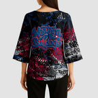 Western Bulldogs Kimono Sleeve Blouse Urban Graffiti Street Art - Bold Abstract Spray Paint