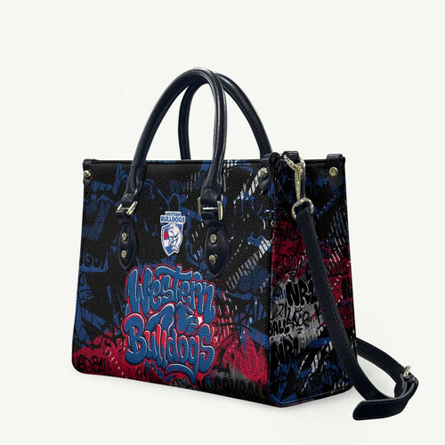 Western Bulldogs Leather Bag Urban Graffiti Street Art - Bold Abstract Spray Paint