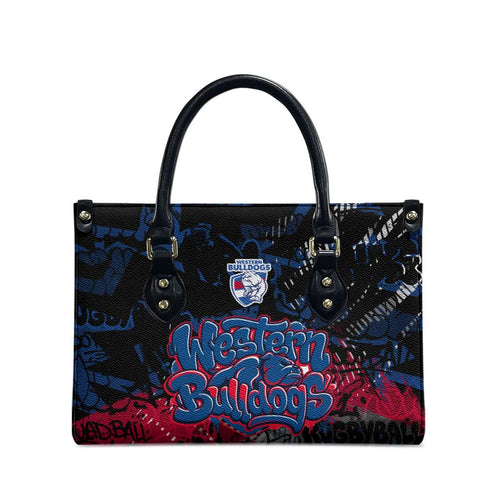 Western Bulldogs Leather Bag Urban Graffiti Street Art - Bold Abstract Spray Paint