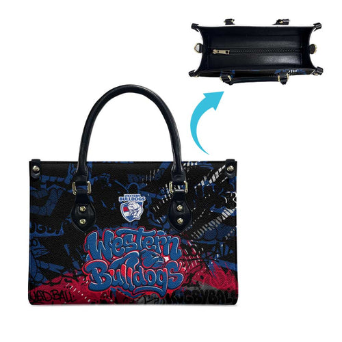 Western Bulldogs Leather Bag Urban Graffiti Street Art - Bold Abstract Spray Paint
