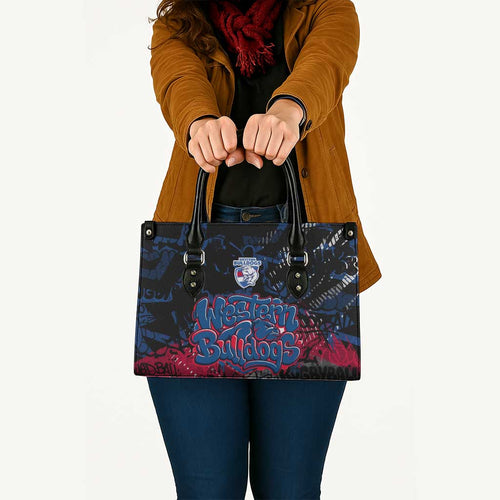 Western Bulldogs Leather Bag Urban Graffiti Street Art - Bold Abstract Spray Paint