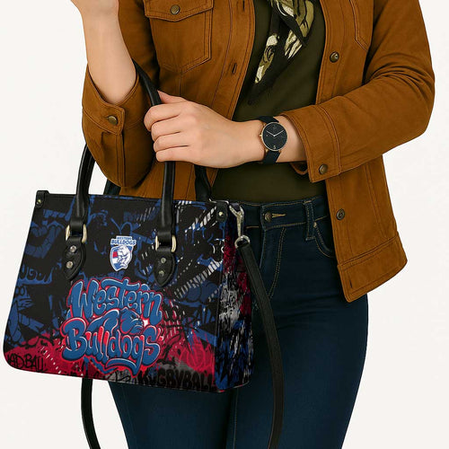 Western Bulldogs Leather Bag Urban Graffiti Street Art - Bold Abstract Spray Paint