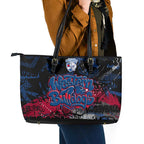 Western Bulldogs Leather Tote Bag Urban Graffiti Street Art - Bold Abstract Spray Paint