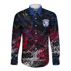 Western Bulldogs Long Sleeve Button Shirt Urban Graffiti Street Art - Bold Abstract Spray Paint