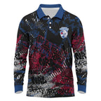 Western Bulldogs Long Sleeve Polo Shirt Urban Graffiti Street Art - Bold Abstract Spray Paint