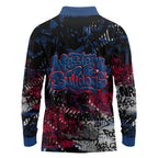Western Bulldogs Long Sleeve Polo Shirt Urban Graffiti Street Art - Bold Abstract Spray Paint