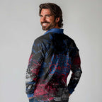 Western Bulldogs Long Sleeve Polo Shirt Urban Graffiti Street Art - Bold Abstract Spray Paint