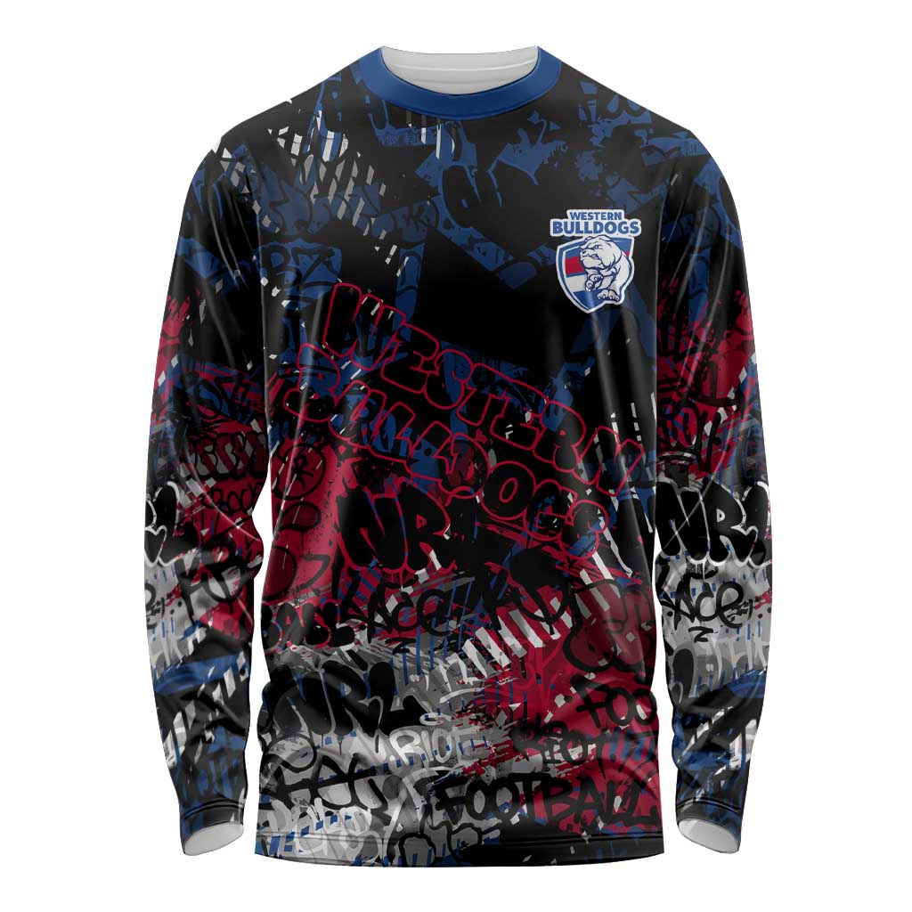 Western Bulldogs Long Sleeve Shirt Urban Graffiti Street Art - Bold Abstract Spray Paint