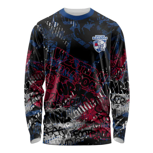 Western Bulldogs Long Sleeve Shirt Urban Graffiti Street Art - Bold Abstract Spray Paint