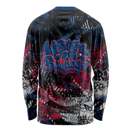 Western Bulldogs Long Sleeve Shirt Urban Graffiti Street Art - Bold Abstract Spray Paint
