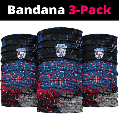 Western Bulldogs Neck Gaiter Urban Graffiti Street Art - Bold Abstract Spray Paint