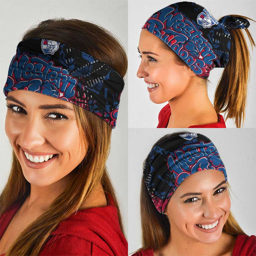 Western Bulldogs Neck Gaiter Urban Graffiti Street Art - Bold Abstract Spray Paint