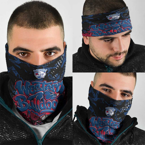 Western Bulldogs Neck Gaiter Urban Graffiti Street Art - Bold Abstract Spray Paint