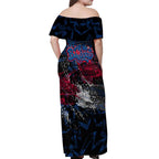 Western Bulldogs Off Shoulder Maxi Dress Urban Graffiti Street Art - Bold Abstract Spray Paint