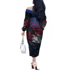Western Bulldogs Off The Shoulder Long Sleeve Dress Urban Graffiti Street Art - Bold Abstract Spray Paint