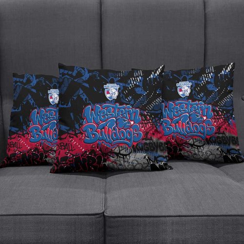 Western Bulldogs Pillow Cover Urban Graffiti Street Art - Bold Abstract Spray Paint