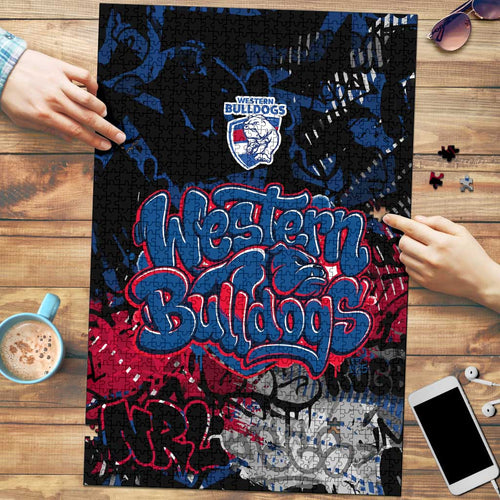 Western Bulldogs Puzzle Urban Graffiti Street Art - Bold Abstract Spray Paint