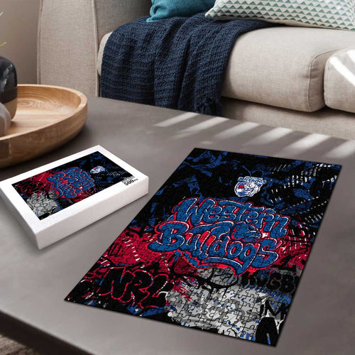 Western Bulldogs Puzzle Urban Graffiti Street Art - Bold Abstract Spray Paint