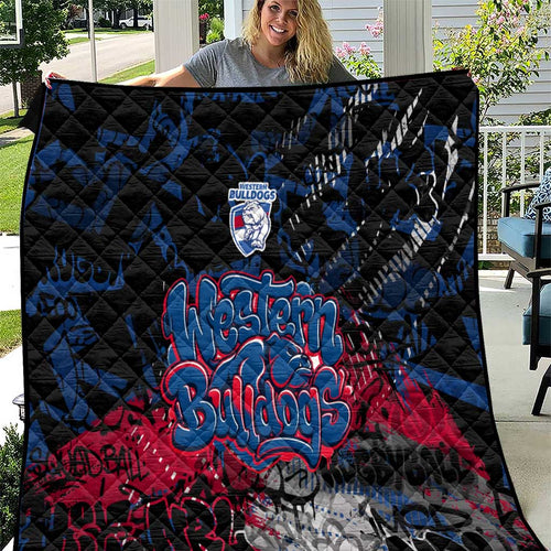 Western Bulldogs Quilt Urban Graffiti Street Art - Bold Abstract Spray Paint