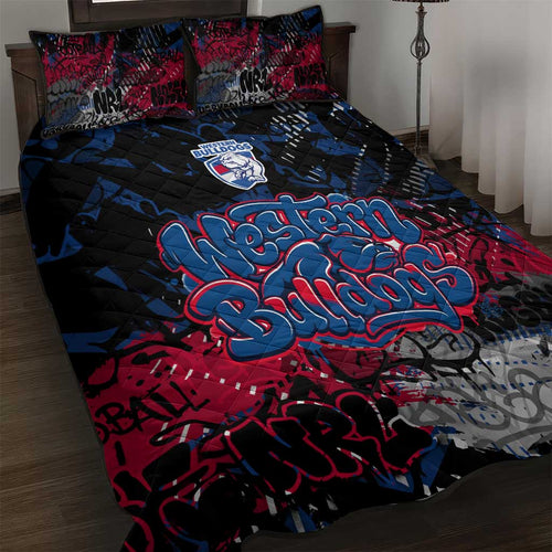 Western Bulldogs Quilt Bed Set Urban Graffiti Street Art - Bold Abstract Spray Paint
