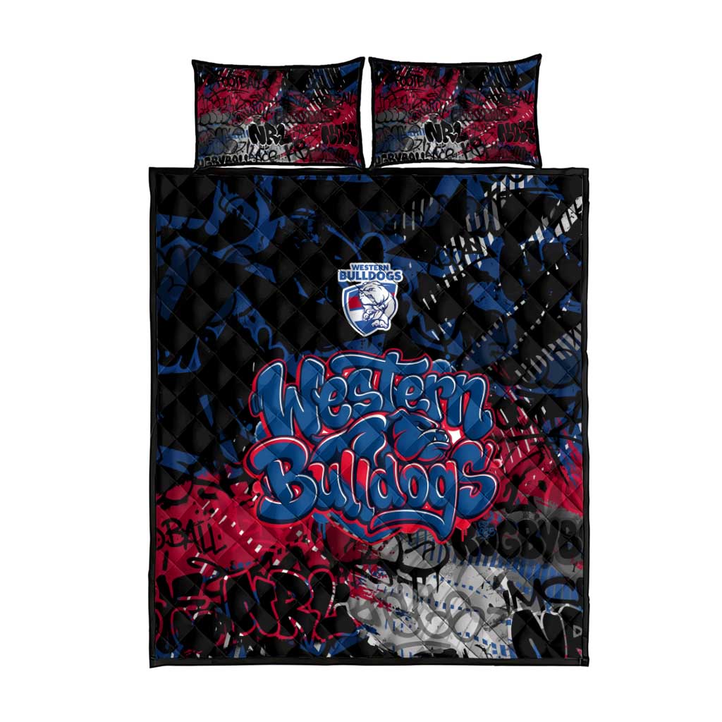 Western Bulldogs Quilt Bed Set Urban Graffiti Street Art - Bold Abstract Spray Paint