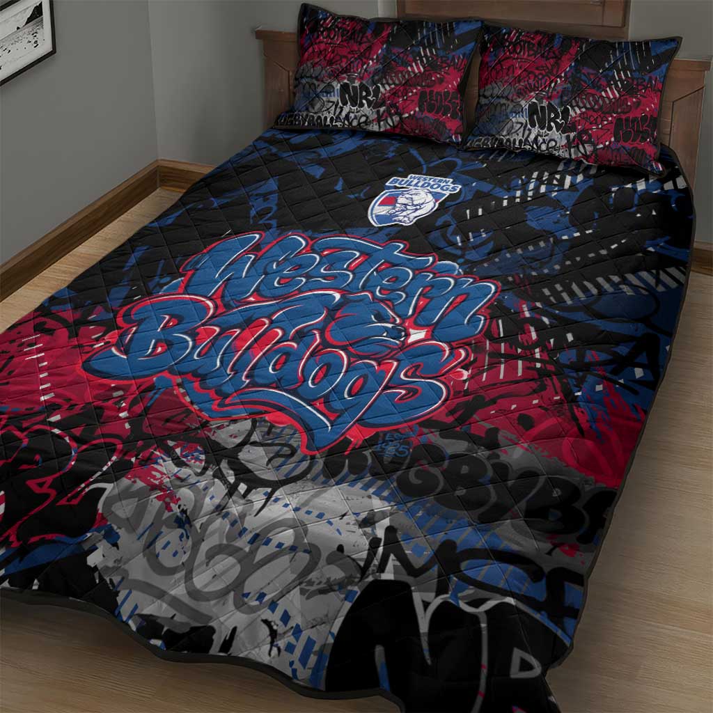 Western Bulldogs Quilt Bed Set Urban Graffiti Street Art - Bold Abstract Spray Paint
