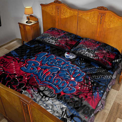 Western Bulldogs Quilt Bed Set Urban Graffiti Street Art - Bold Abstract Spray Paint