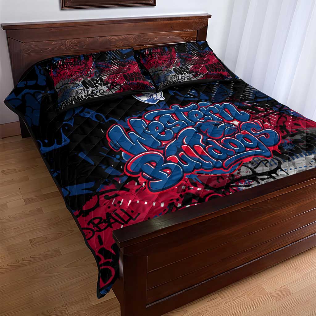Western Bulldogs Quilt Bed Set Urban Graffiti Street Art - Bold Abstract Spray Paint