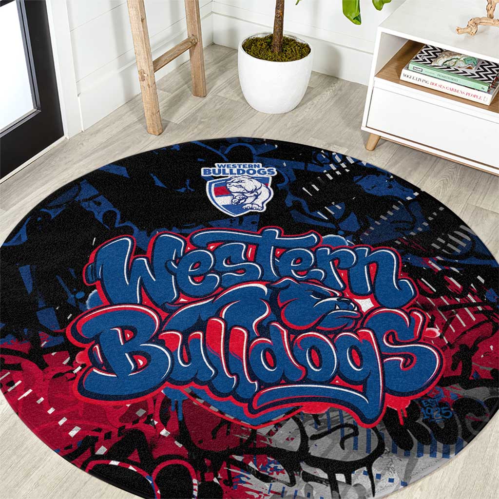 Western Bulldogs Round Carpet Urban Graffiti Street Art - Bold Abstract Spray Paint