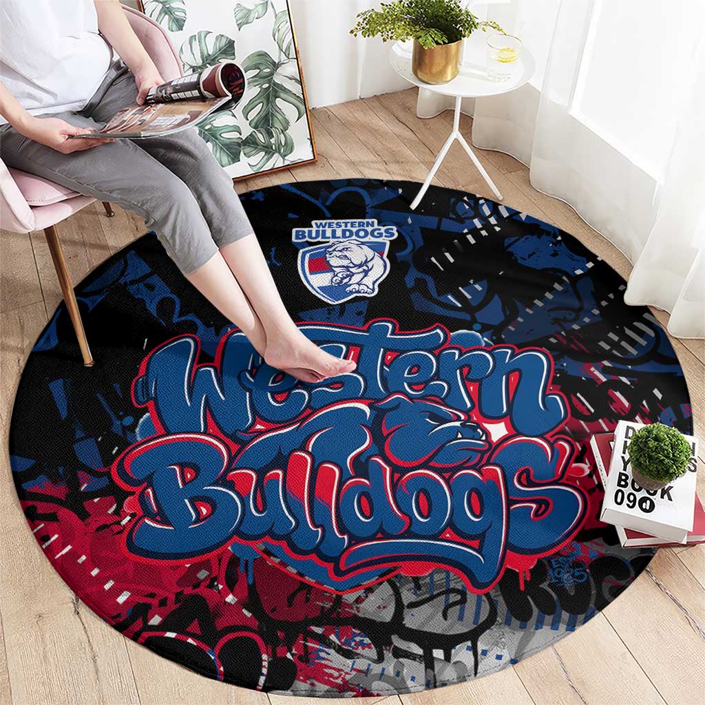 Western Bulldogs Round Carpet Urban Graffiti Street Art - Bold Abstract Spray Paint