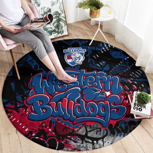 Western Bulldogs Round Carpet Urban Graffiti Street Art - Bold Abstract Spray Paint