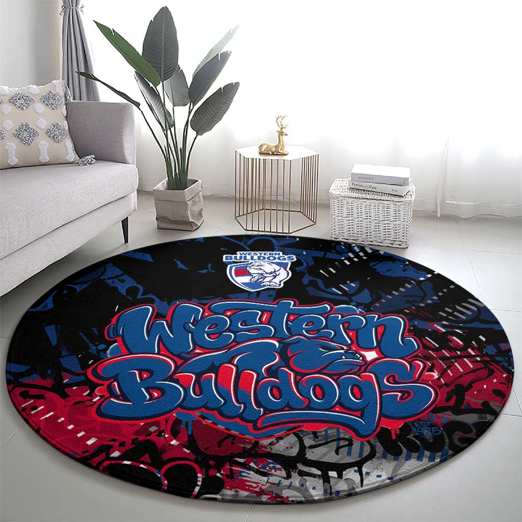 Western Bulldogs Round Carpet Urban Graffiti Street Art - Bold Abstract Spray Paint