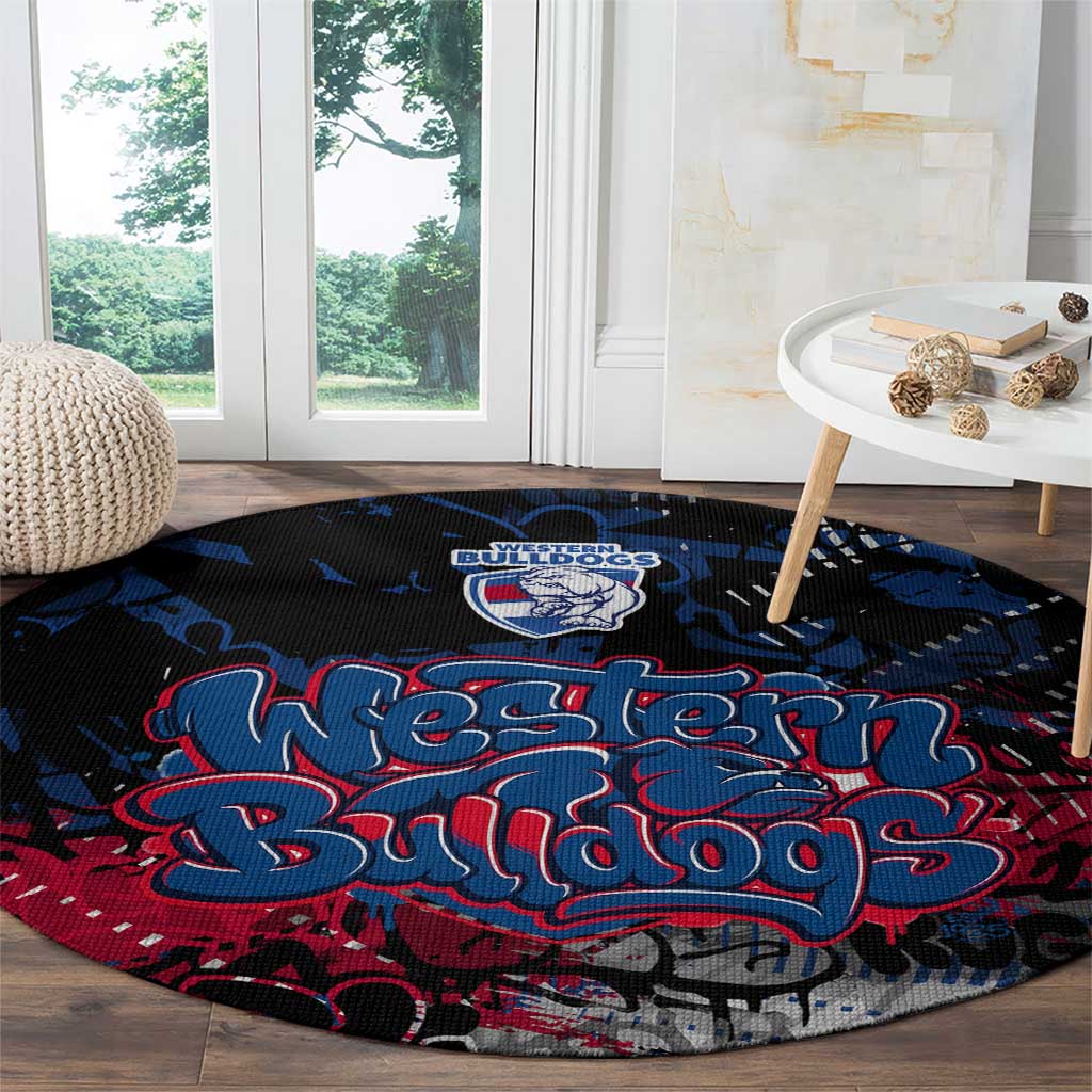 Western Bulldogs Round Carpet Urban Graffiti Street Art - Bold Abstract Spray Paint