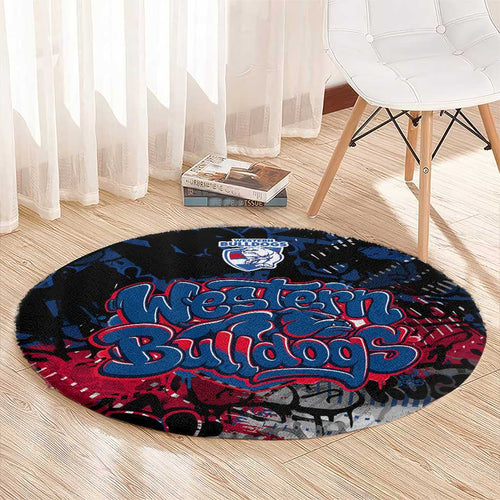 Western Bulldogs Round Carpet Urban Graffiti Street Art - Bold Abstract Spray Paint