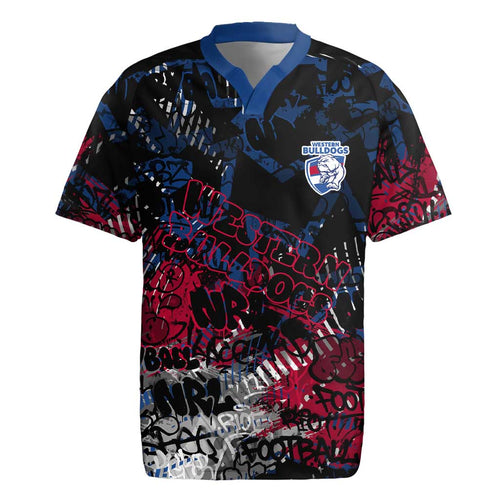 Western Bulldogs Rugby Jersey Urban Graffiti Street Art - Bold Abstract Spray Paint