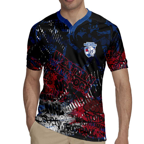 Western Bulldogs Rugby Jersey Urban Graffiti Street Art - Bold Abstract Spray Paint