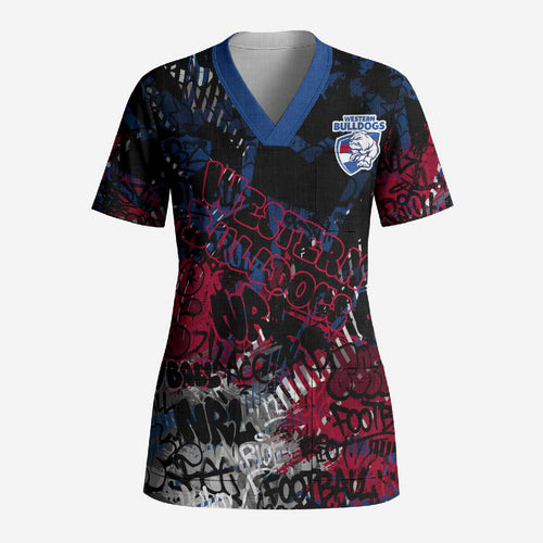 Western Bulldogs Scrub Top Urban Graffiti Street Art - Bold Abstract Spray Paint