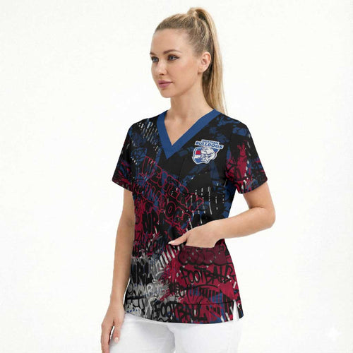 Western Bulldogs Scrub Top Urban Graffiti Street Art - Bold Abstract Spray Paint