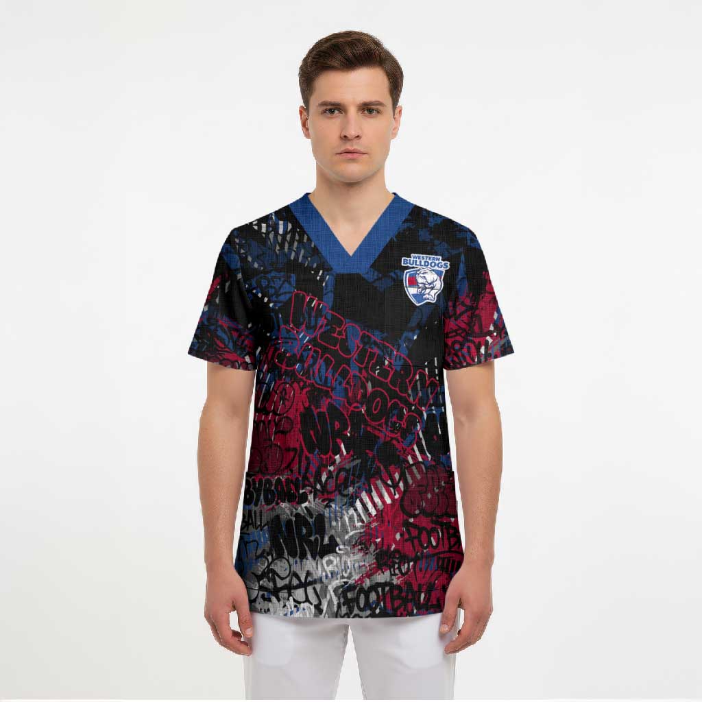 Western Bulldogs Scrub Top Urban Graffiti Street Art - Bold Abstract Spray Paint
