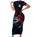 Western Bulldogs Short Sleeve Bodycon Dress Urban Graffiti Street Art - Bold Abstract Spray Paint