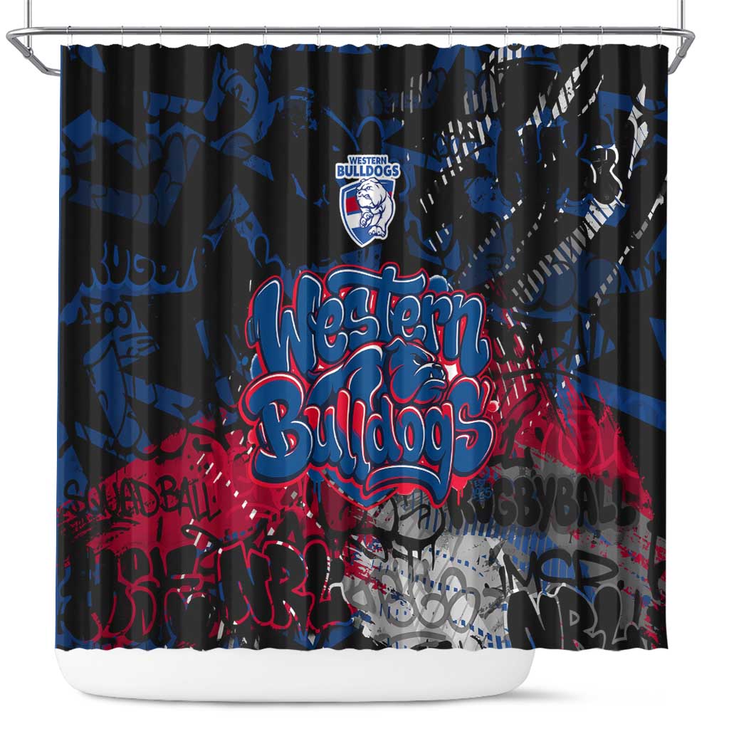 Western Bulldogs Shower Curtain Urban Graffiti Street Art - Bold Abstract Spray Paint